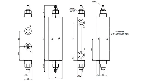Двухконтурный противовесный клапан MCBS-08 с трубной резьбой